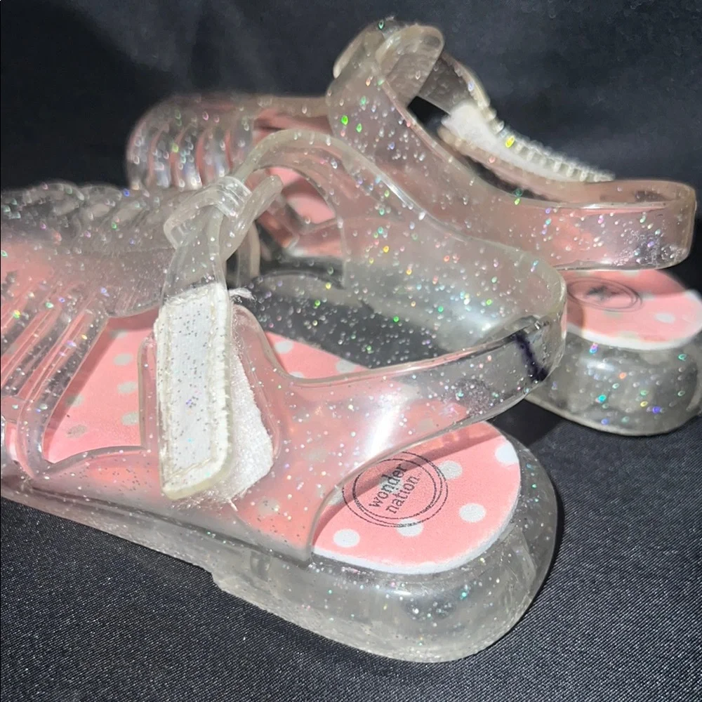 Clear Sparkly Jelly Sandals with Cage Design